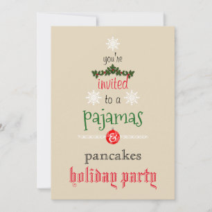 Christmas Holiday Pyjamas & Pancakes Family Party Invitation