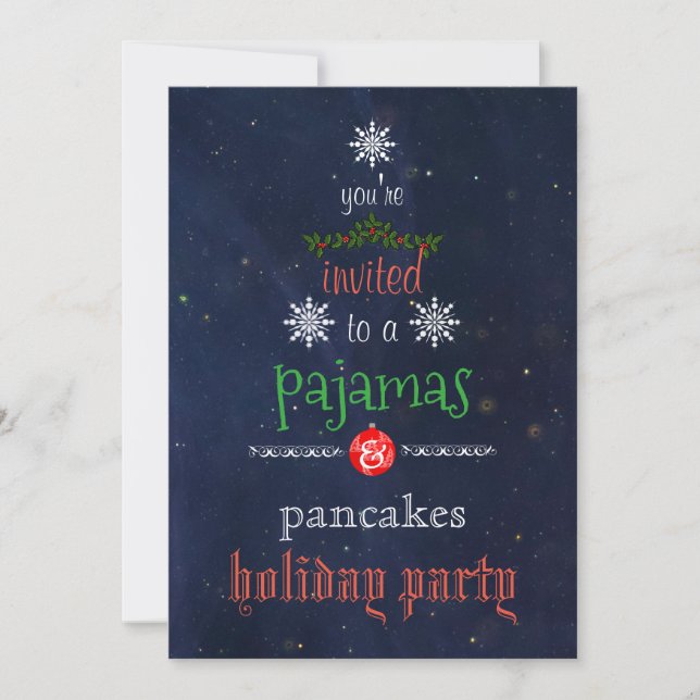Christmas Holiday Pyjamas & Pancakes Family Party Invitation (Front)
