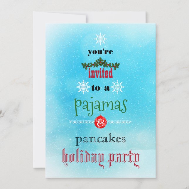 Christmas Holiday Pyjamas & Pancakes Family Party Invitation (Front)