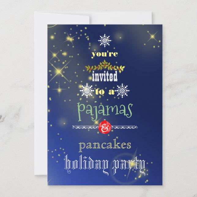 Christmas Holiday Pyjamas & Pancakes Family Party  Invitation (Front)