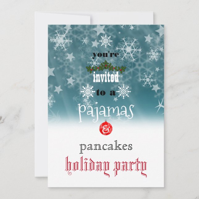 Christmas Holiday Pyjamas & Pancakes Family Party  Invitation (Front)