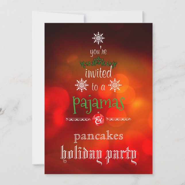 Christmas Holiday Pyjamas & Pancakes Family Party Invitation (Front)