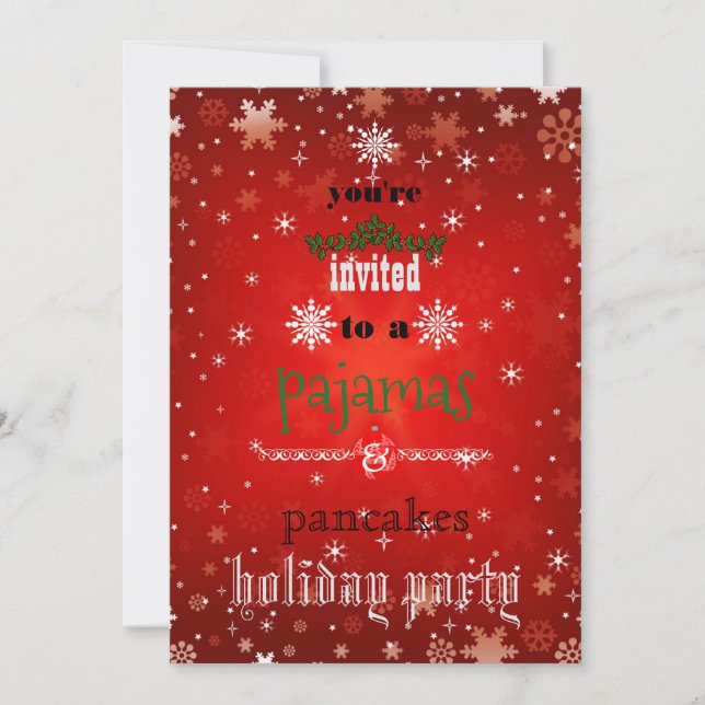 Christmas Holiday Pyjamas & Pancakes Family Party Invitation (Front)