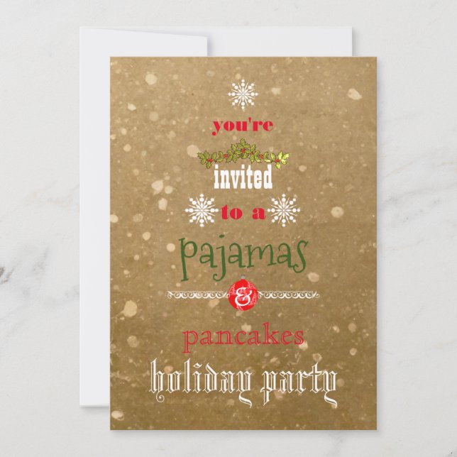Christmas Holiday Pyjamas & Pancakes Family Party Invitation (Front)