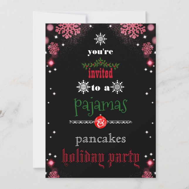 Christmas Holiday Pyjamas & Pancakes Family Party  Invitation (Front)