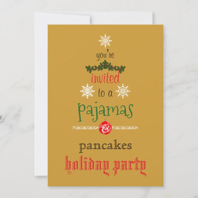 Christmas Holiday Pyjamas & Pancakes Family Party Invitation (Front)