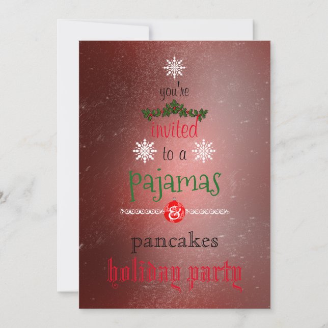 Christmas Holiday Pyjamas & Pancakes Family Party Invitation (Front)