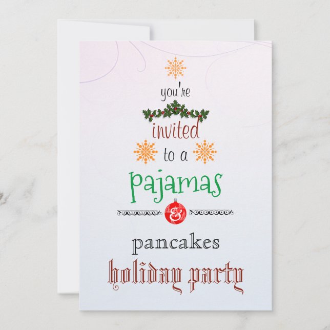 Christmas Holiday Pyjamas & Pancakes Family Party Invitation (Front)