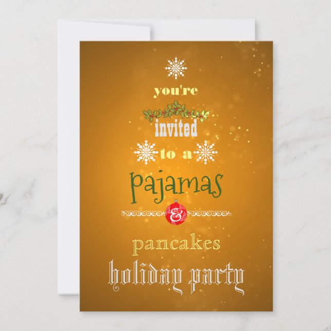 Christmas Holiday Pyjamas & Pancakes Family Party  Invitation (Front)