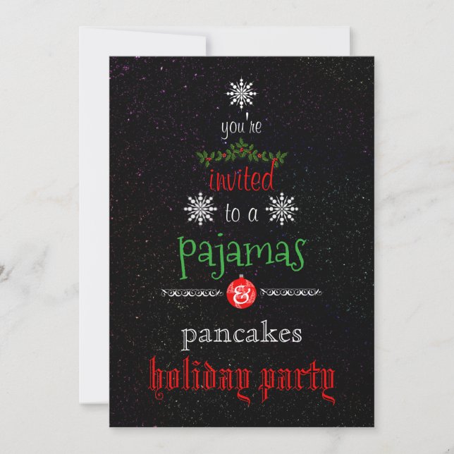 Christmas Holiday Pyjamas & Pancakes Family Party Invitation (Front)