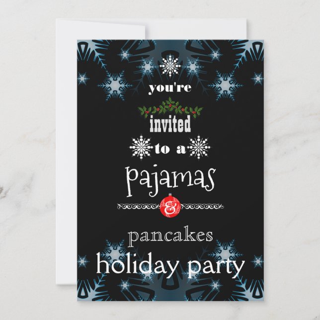 Christmas Holiday Pyjamas & Pancakes Family Party Invitation (Front)