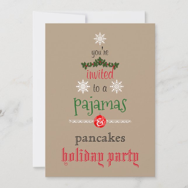 Christmas Holiday Pyjamas & Pancakes Family Party Invitation (Front)