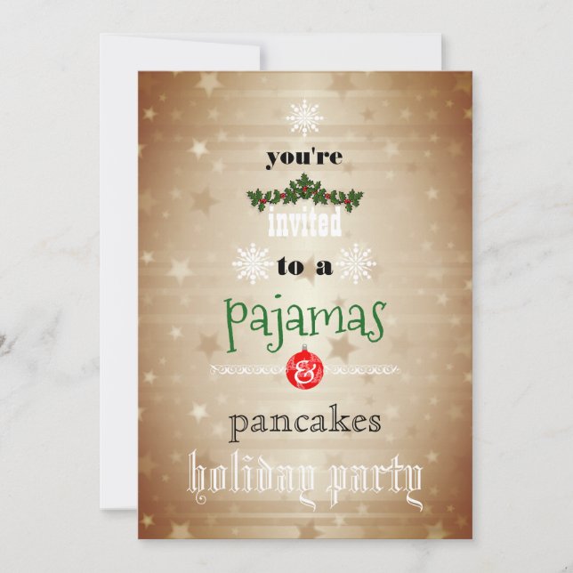 Christmas Holiday Pyjamas & Pancakes Family Party Invitation (Front)