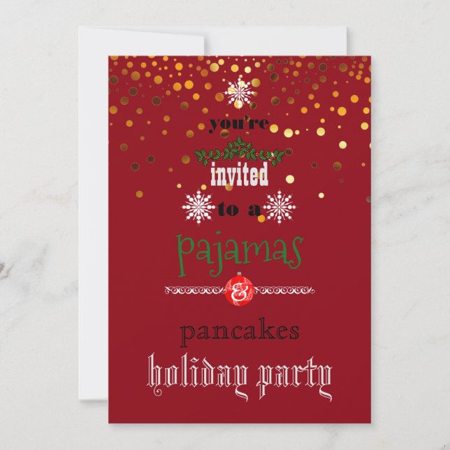 Christmas Holiday Pyjamas & Pancakes Family Party Invitation (Front)