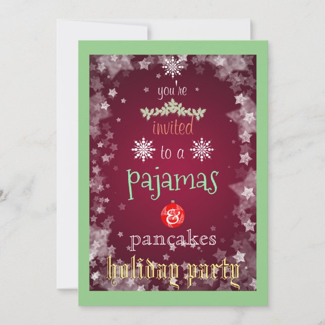 Christmas Holiday Pyjamas & Pancakes Family Party Invitation (Front)