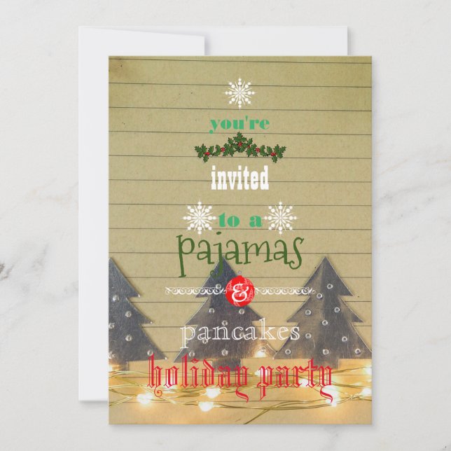 Christmas Holiday Pyjamas & Pancakes Family Party Invitation (Front)