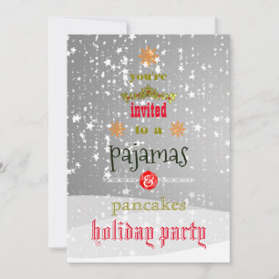 Christmas Holiday Pyjamas & Pancakes Family Party Invitation