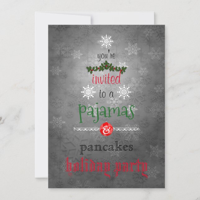 Christmas Holiday Pyjamas & Pancakes Family Party Invitation (Front)