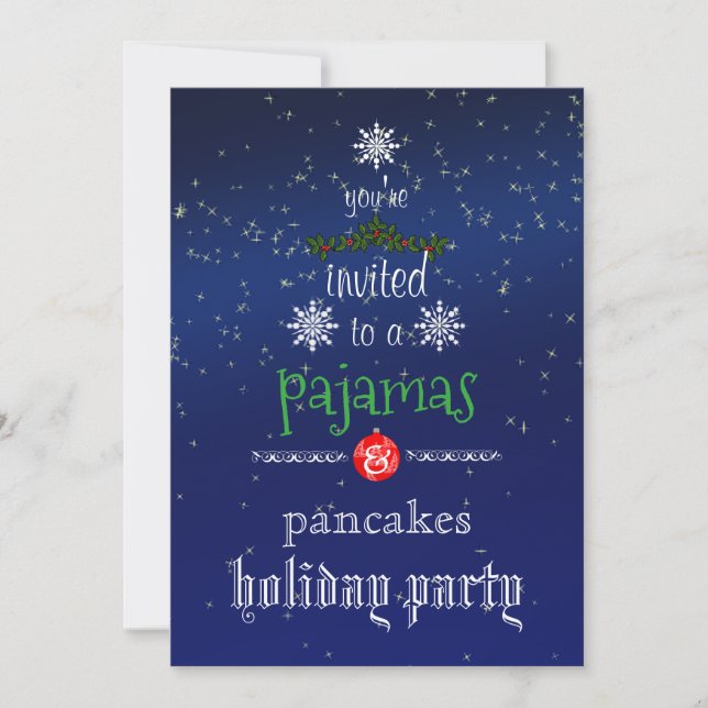 Christmas Holiday Pyjamas & Pancakes Family Party Invitation (Front)