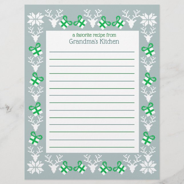 Christmas Holiday Recipe Paper (Front)