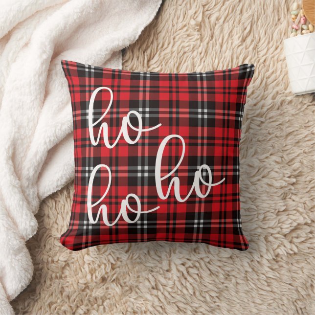 Christmas Holiday Red and Black Tartan Cushion (Blanket)
