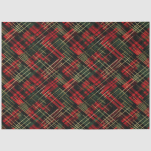 Christmas Holiday Red And Green Plaid Gold Foil Tissue Paper
