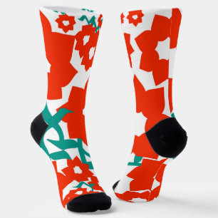 Christmas holiday red and white socks