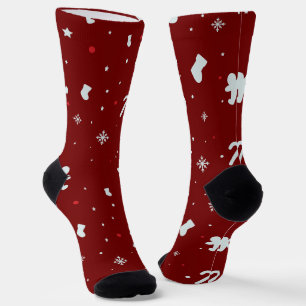 Christmas holiday red and white socks