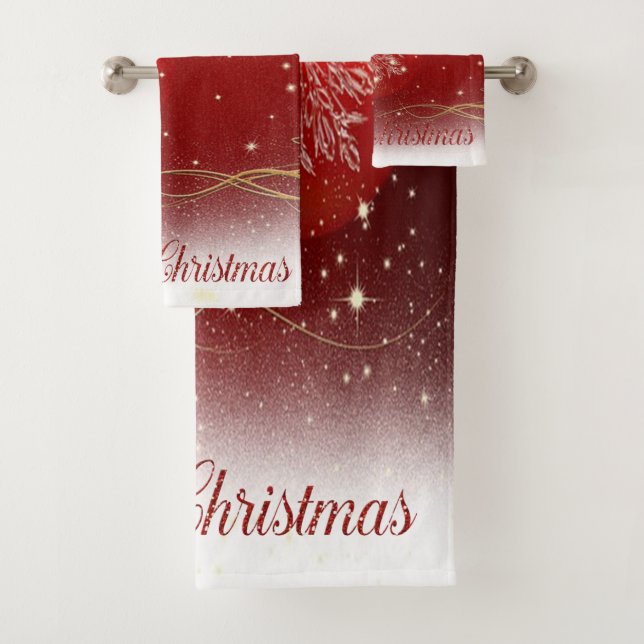Christmas Holiday-Red Christmas Balls Bath Towel Set (Insitu)