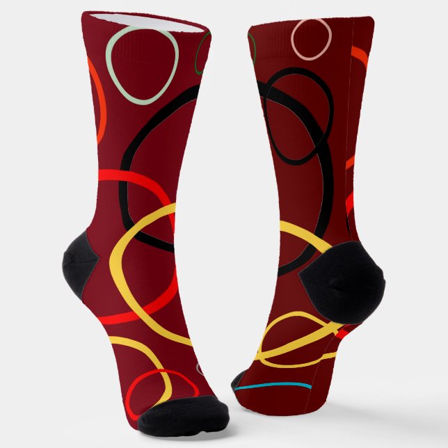 Christmas holiday red circle socks (Angled)