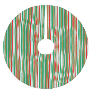 Christmas Holiday Red Green and Gold Stripes Brushed Polyester Tree Skirt