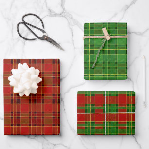 Christmas Holiday Red, Green and Gold Wrapping Paper Sheet