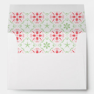 Christmas Holiday Red Green Snowflake Pattern Envelope