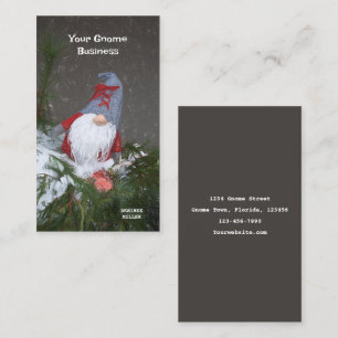 Christmas Holiday Red Grey Rustic Gnome Business Card