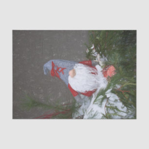 Christmas Holiday Red Grey Rustic Gnome Tissue Paper
