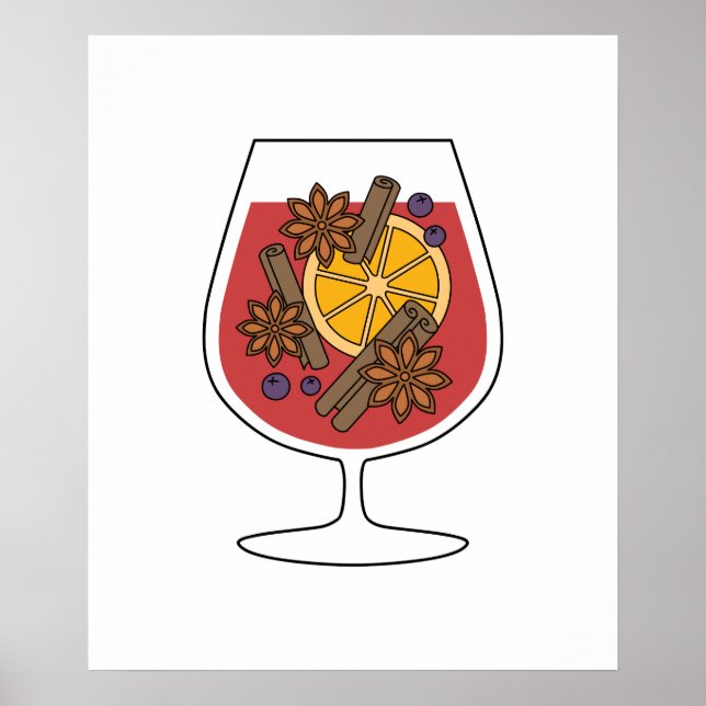 Christmas holiday red mulled warm wine spicy drink poster (Front)