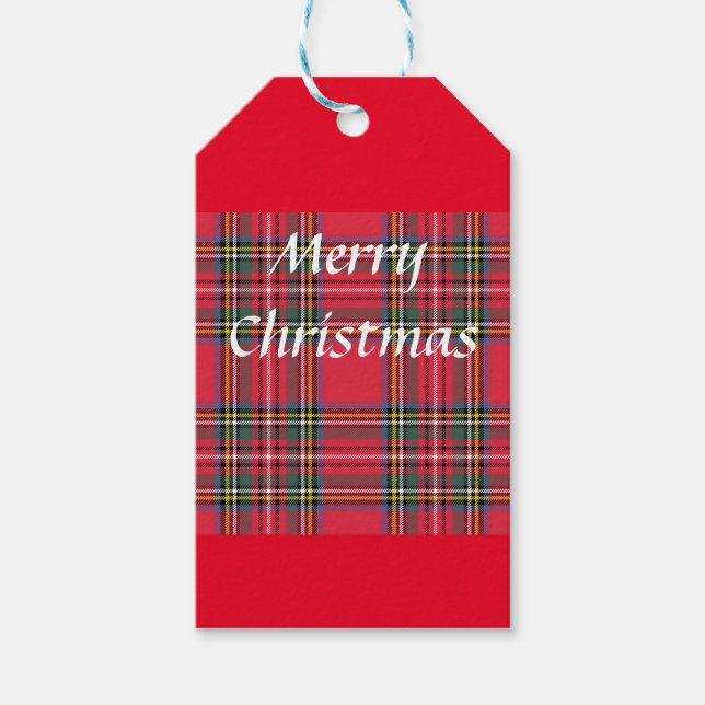 Christmas Holiday Red Plaid  Gift Tags (Front)