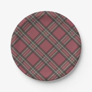 Christmas Holiday Red Plaid Party Paper Plates
