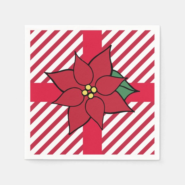 Christmas Holiday Red Poinsettia Party Napkins (Front)