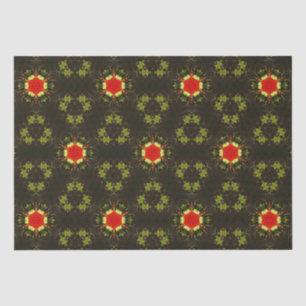 Christmas holiday red star green holly leaves tissue paper