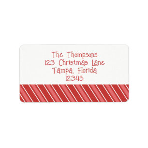 Christmas Holiday Red Striped Whimsical Cute Label