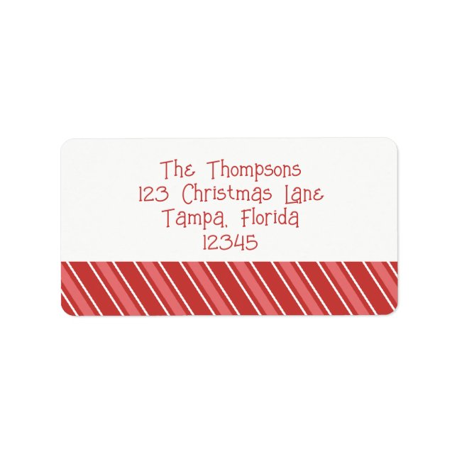 Christmas Holiday Red Striped Whimsical Cute Label (Front)
