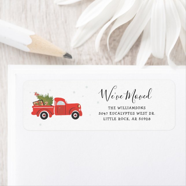 Christmas Holiday Red Truck Return Address (Insitu)