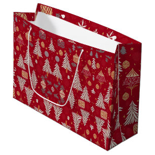 Christmas Holiday Red & White Large Gift Bag