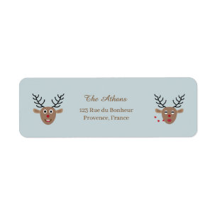 Christmas Holiday Reindeer Dusty Blue Address