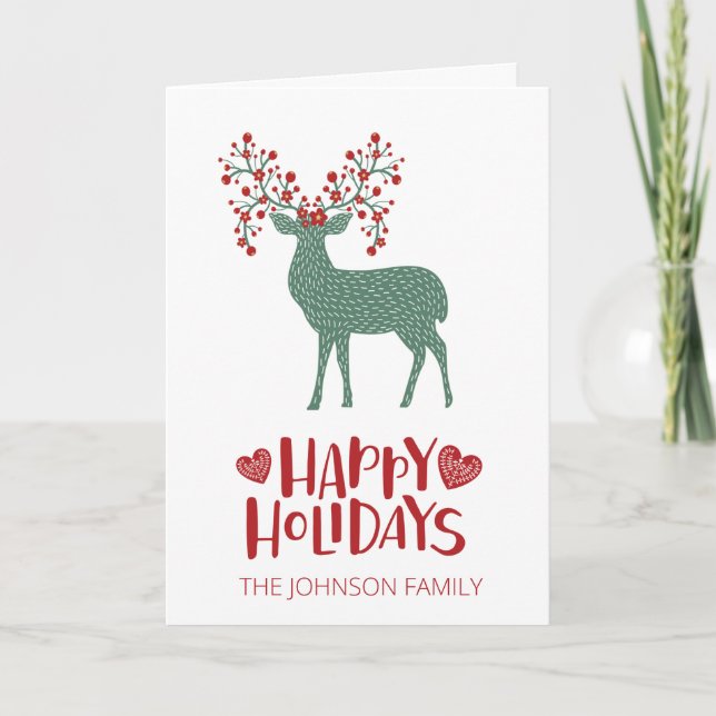 Christmas Holiday Reindeer Greeting Card (Front)