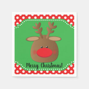Christmas Holiday Reindeer Polka Dot Party Custom Napkin
