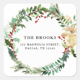 Christmas Holiday Return Address Label Sticker