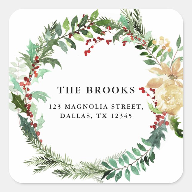 Christmas Holiday Return Address Label Sticker (Front)