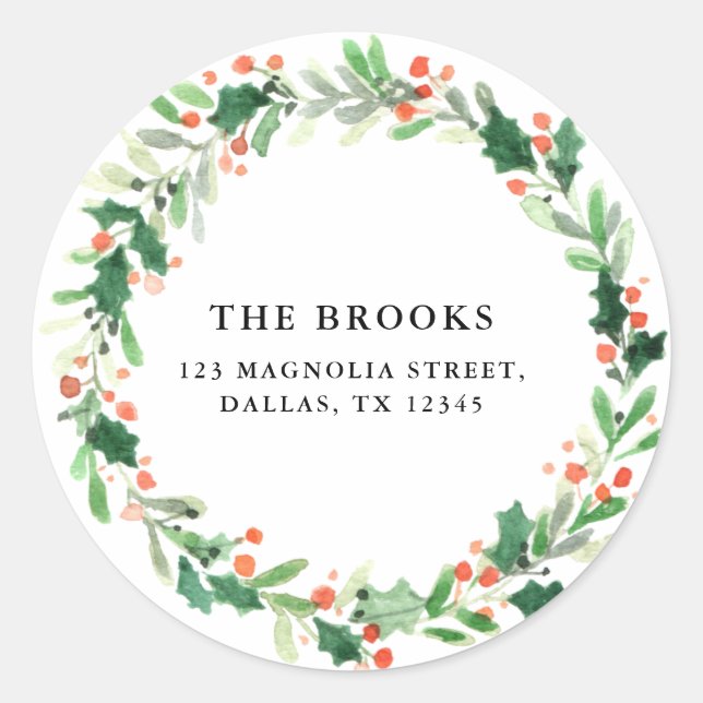 Christmas Holiday Return Address Label Sticker (Front)